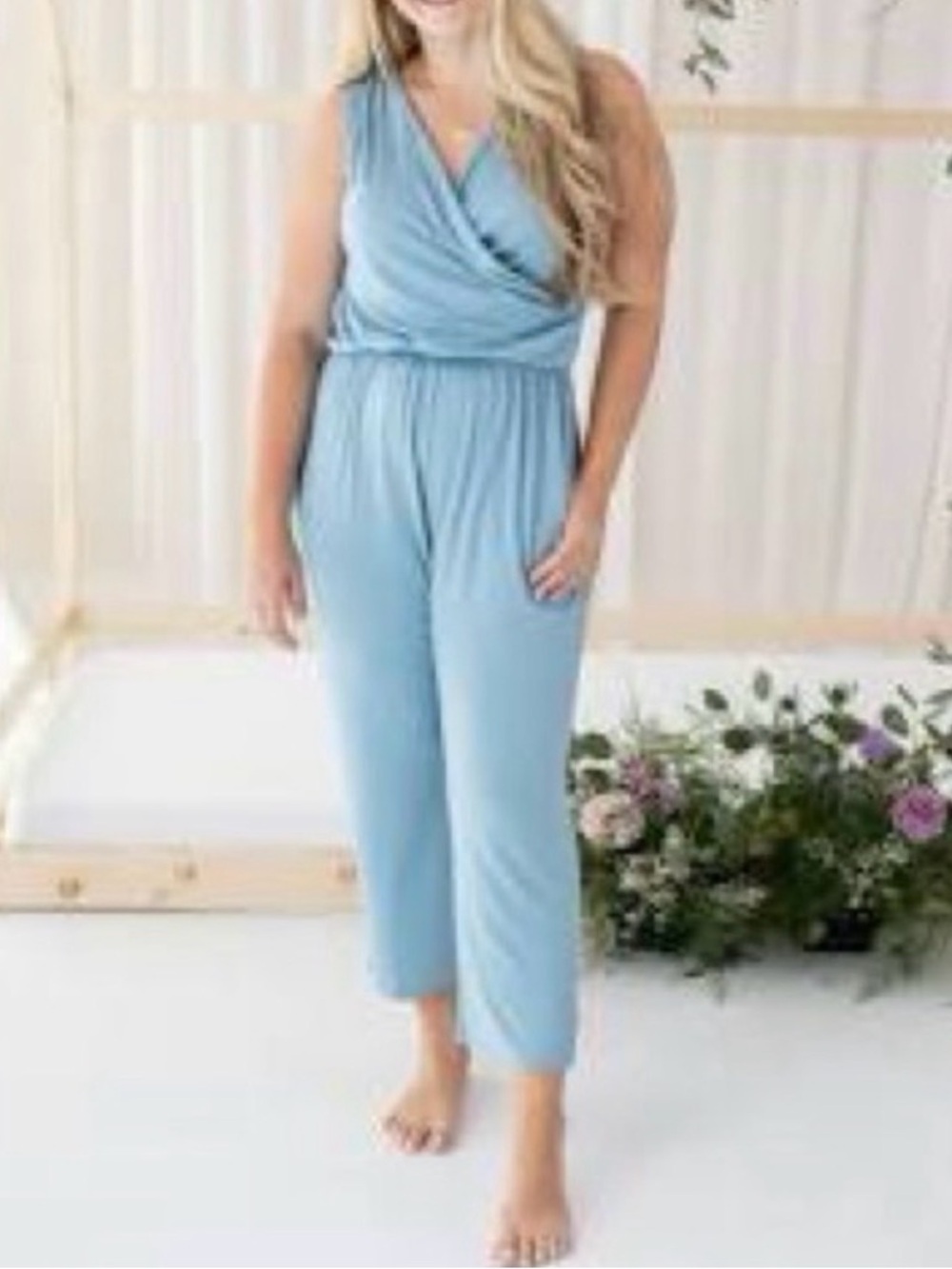 Kyte Baby Women’s Jumpsuit in Dusty Blue Bamboo SZ M